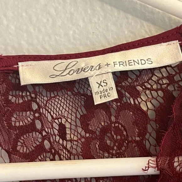 Lovers and‎ Friends Eve Lace Open Black Long Sleeve Romper Cranberry Red Size XS - Picture 6 of 11